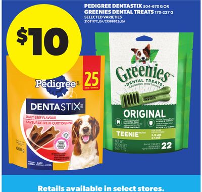 PEDIGREE DENTASTIX 504-670 G OR GREENIES DENTAL TREATS 170-227 G