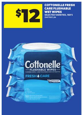 COTTONELLE FRESH CARE FLUSHABLE WET WIPES, 168'S