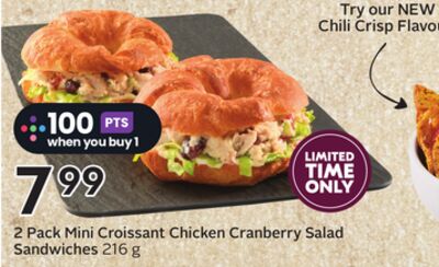 2 Pack Mini Croissant Chicken Cranberry Salad Sandwiches