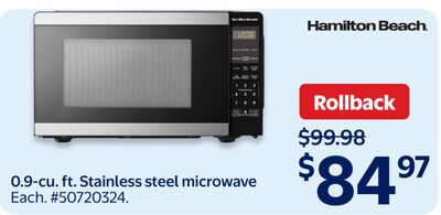 Hamilton Beach 0.9-cu. ft. Stainless steel microwave