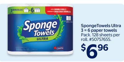 SpongeTowels Ultra 3 = 6 paper towels