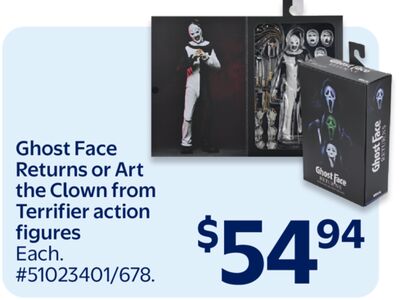 Ghost Face Returns or Art the Clown from Terrifier action figures