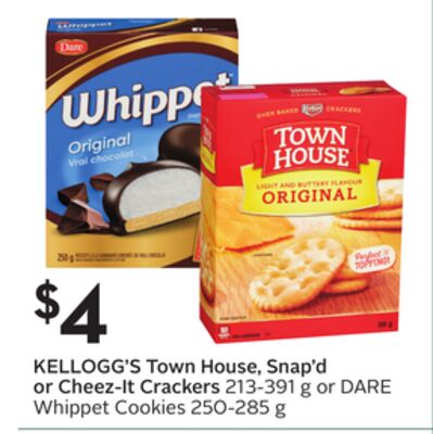 KELLOGG'S Town House, Snap'd or Cheez-It Crackers 213-391 g or DARE Whippet Cookies 250-285 g