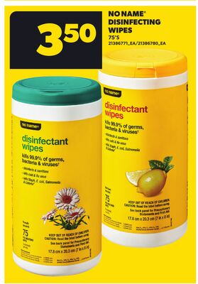 NO NAME® DISINFECTING WIPES, 75'S