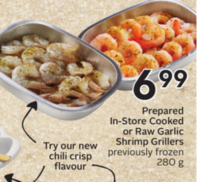 Prepared In-Store Cooked or Raw Garlic Shrimp Grillers