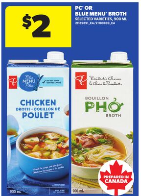 PC® OR BLUE MENU® BROTH, 900 ML