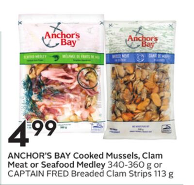 Cooked Mussels, Clam Meat or Seafood Medley