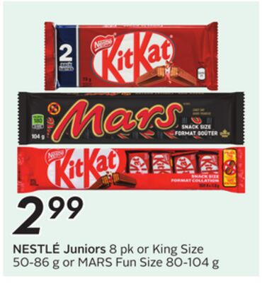 NESTLÉ Juniors 8 pk or King Size 50-86 g or MARS Fun Size 80-104 g