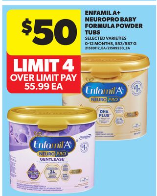 ENFAMIL A+ NEUROPRO BABY FORMULA POWDER TUBS, 553/587 G