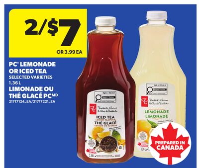 PC® LEMONADE OR ICED TEA, 1.36 L