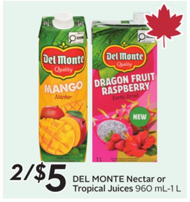 DEL MONTE Nectar or Tropical Juices