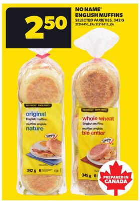 NO NAME® ENGLISH MUFFINS, 342 G