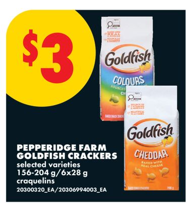 PEPPERIDGE FARM GOLDFISH CRACKERS, 156-204 g/6x28 g