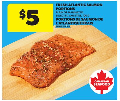 FRESH ATLANTIC SALMON PORTIONS, 100 G
