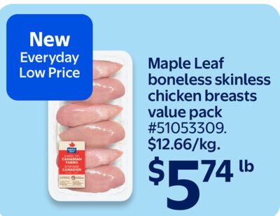 Maple Leaf boneless skinless chicken breasts value pack