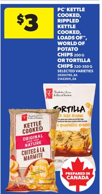 PC® KETTLE COOKED, RIPPLED KETTLE COOKED, LOADS OF™, WORLD OF POTATO CHIPS 200 G OR TORTILLA CHIPS 320-350 G