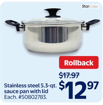 Stainless steel 5.3-qt. sauce pan with lid
