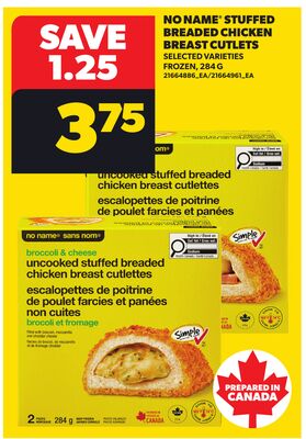 NO NAME® STUFFED BREADED CHICKEN BREAST CUTLETS, 284 G