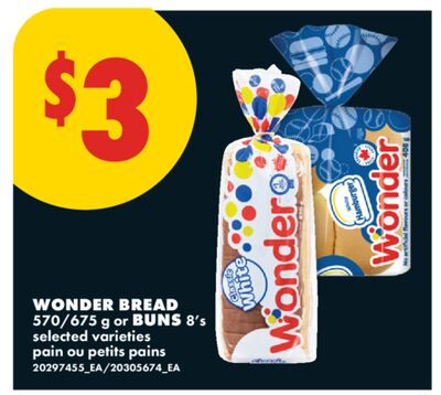 WONDER BREAD 570/675 g or BUNS 8's