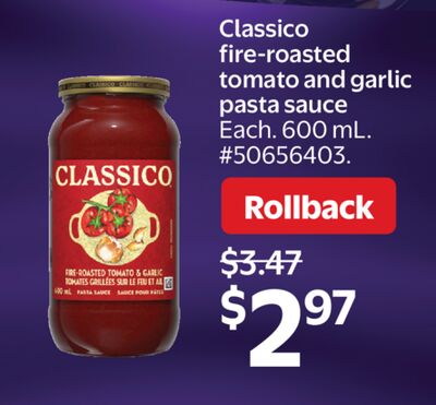 Classico fire-roasted tomato and garlic pasta sauce