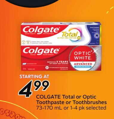 Total or Optic Toothpaste or Toothbrushes