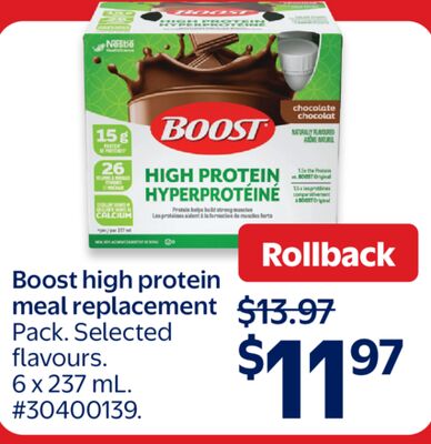 Boost high protein meal replacement