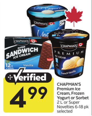 Premium Ice Cream, Frozen Yogurt or Sorbet Novelties