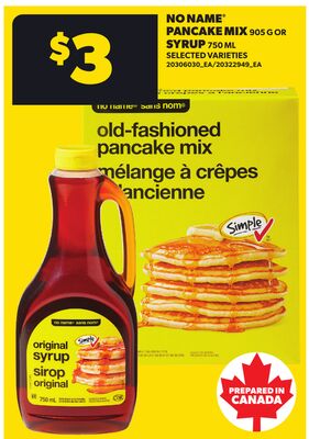 NO NAME® PANCAKE MIX, 905 G OR SYRUP, 750 ML
