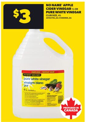 NO NAME® APPLE CIDER VINEGAR 1 L OR PURE WHITE VINEGAR CLUB SIZE, 4 L