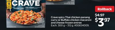 Crave spicy Thai chicken panang curry or Buffalo chicken macaroni and cheese frozen entree